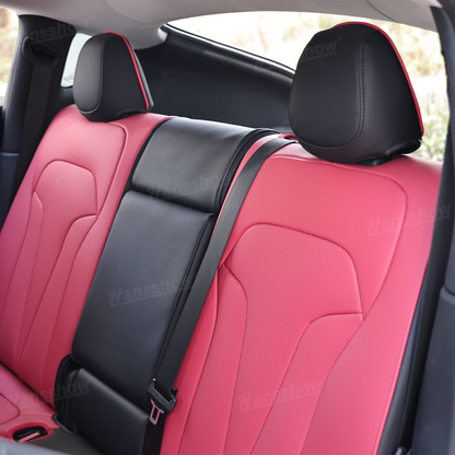 Model Y Juniper Upgrade Seat Covers with Bold 'T' Emblem - Close-up of Fit