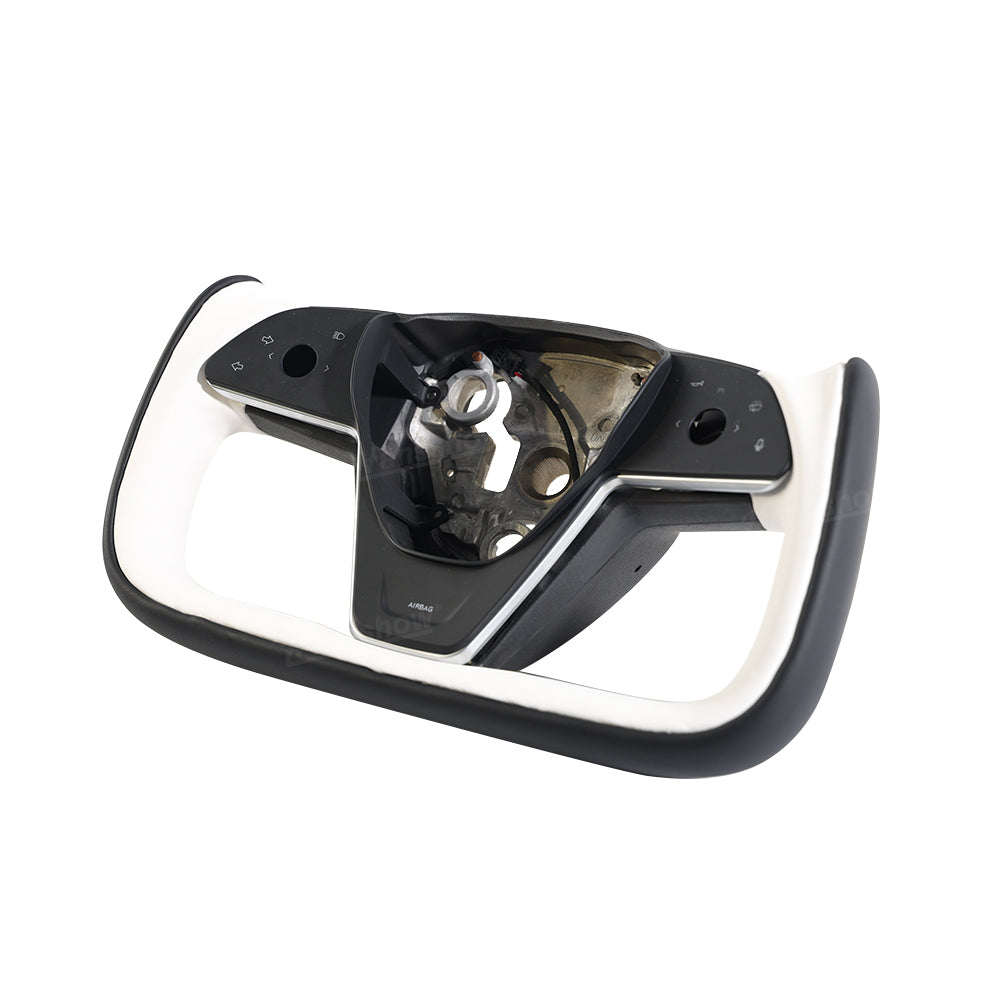 Model Y Yoke Style Steering Wheel Black/White Style - functional design