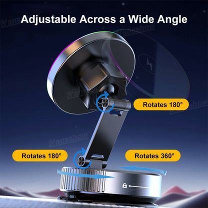 Wireless Charger Phone Holder with RGB Ambient Lighting for Tesla Model Y - side angle