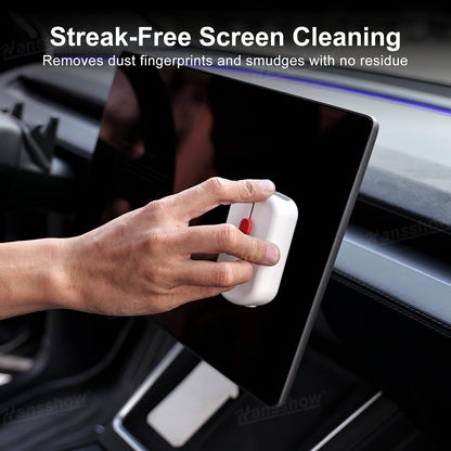 Screen Cleaner for Tesla Center Screen demonstrating cleaning action