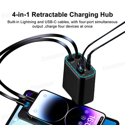4-in-1 Charging Hub in Tesla Model Y with devices charging