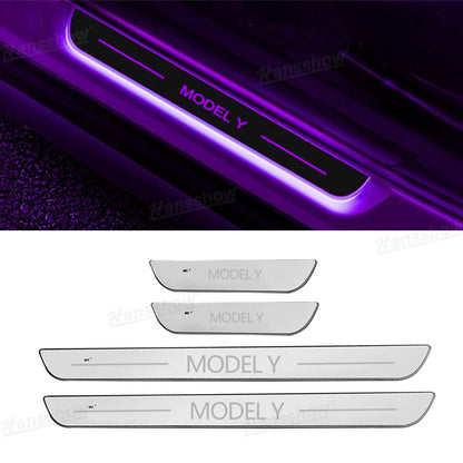 Model Y Juniper RGB Illuminated Door Sill Plates front view
