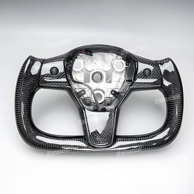 Tesla Model Y/3 Real Carbon Fiber Steering Wheel Yoke/F1 Style F1 Style