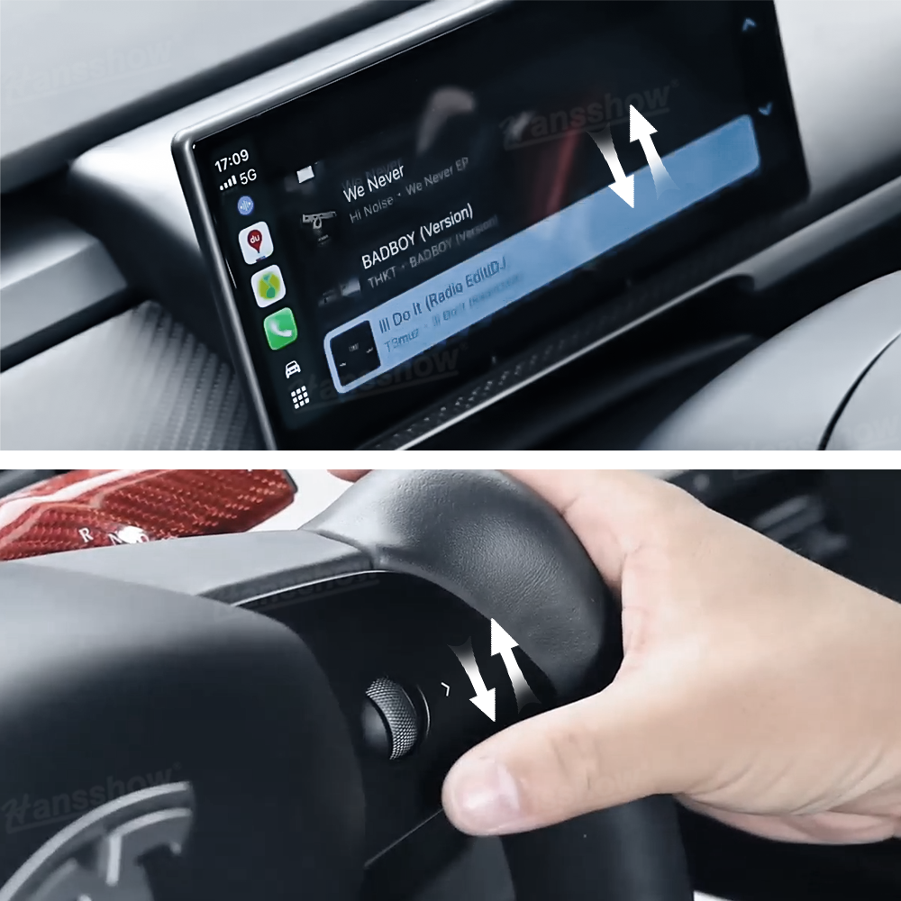 Close-up of 9-inch HD screen on Tesla Model Y Heads Up Display