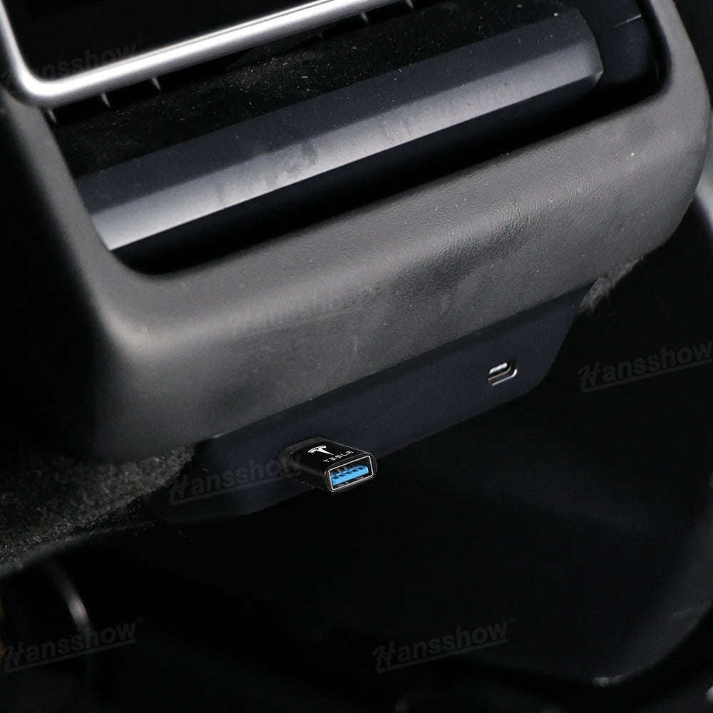 Type-C to USB Adapter with TESLA Logo for Tesla Model Y Juniper - metallic finish detail