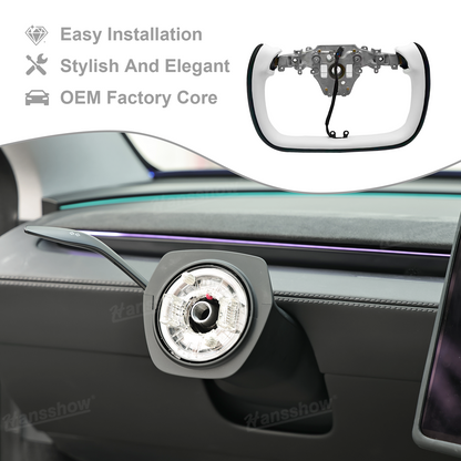 Model 3 Highland/Y Juniper Two-Tone Yoke Steering Wheel grip detail
