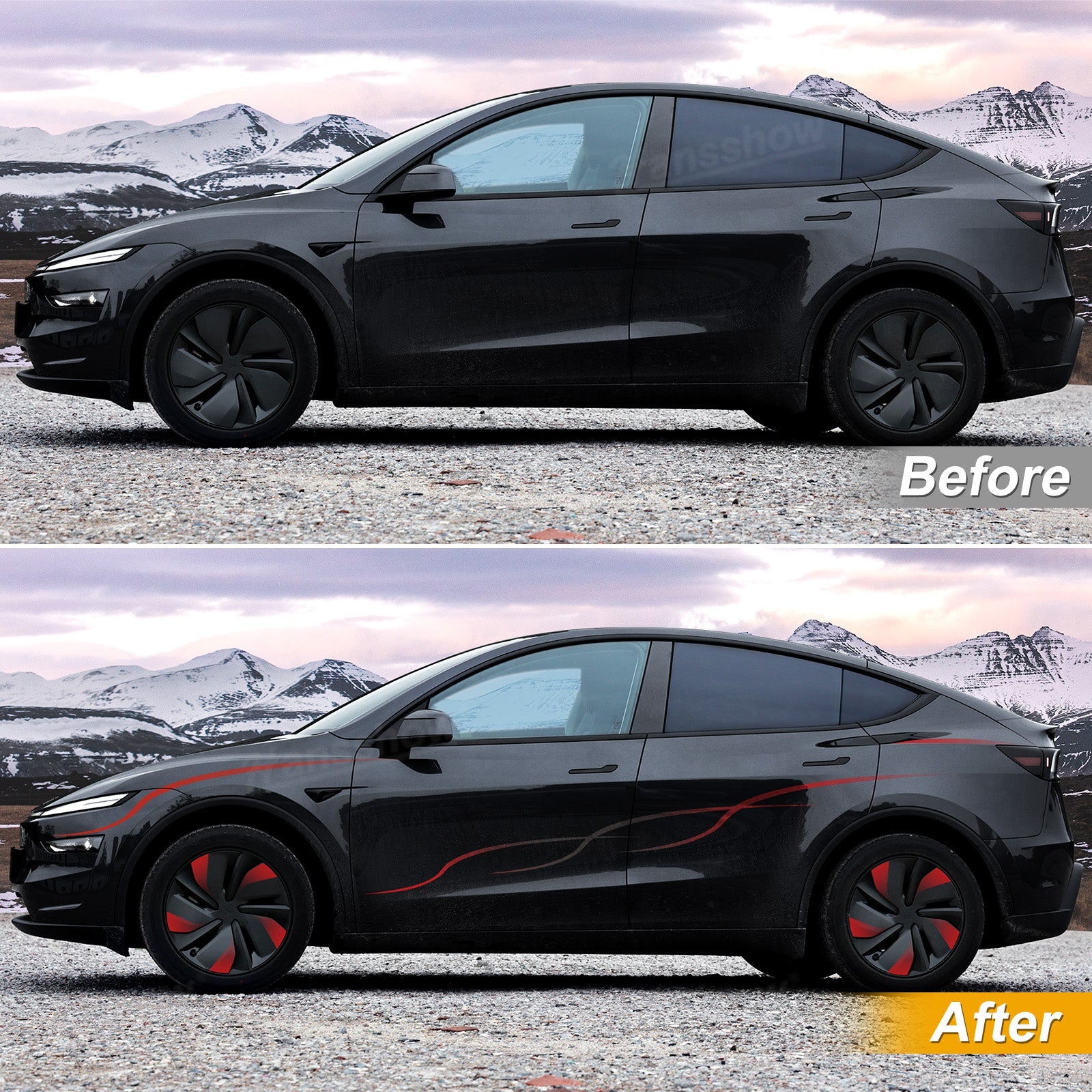 Model Y Juniper Custom Stripe Decal Kit with Interactive Line Style