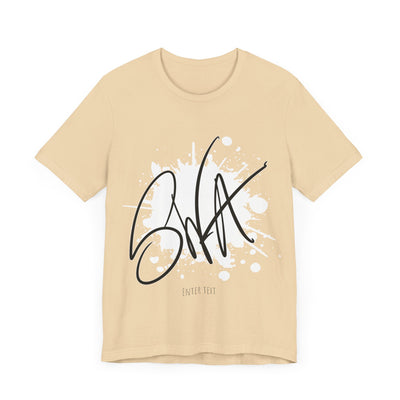 SWA Signature Splash Tee in orange color detail view
