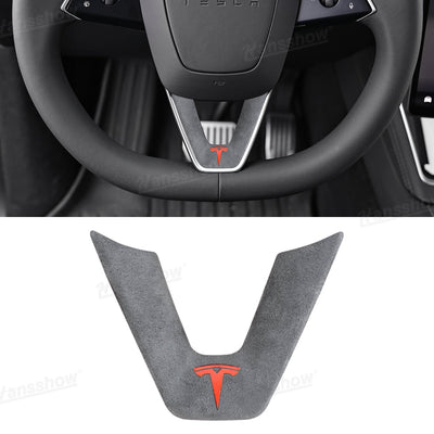 Model Y Juniper Alcantara Steering Wheel Lower Trim Cover front view