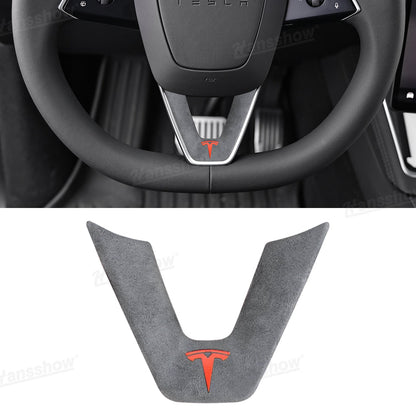Model Y Juniper Alcantara Steering Wheel Lower Trim Cover front view