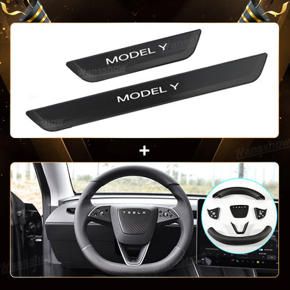 Model Y Juniper Protector Kit LED Illuminated Welcome Pedal Door Sill - front view