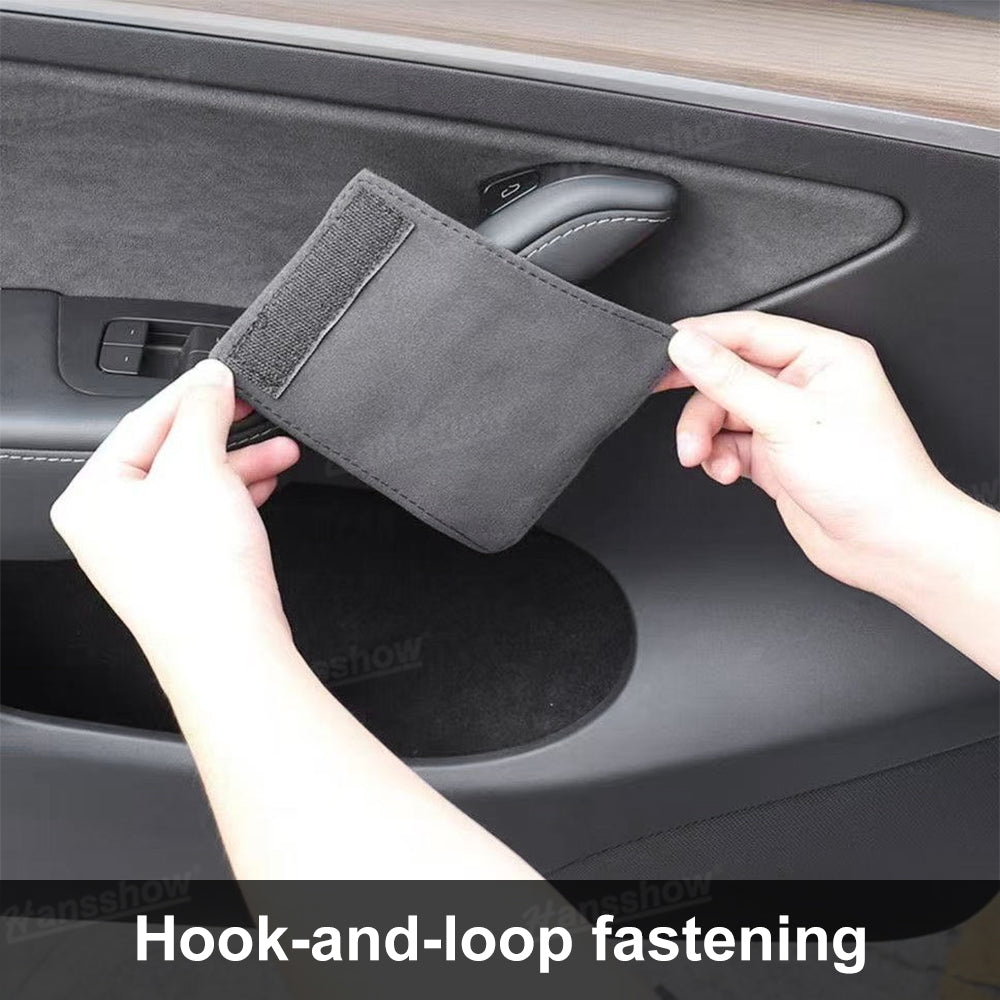 Model Y Juniper Alcantara door handle covers installed