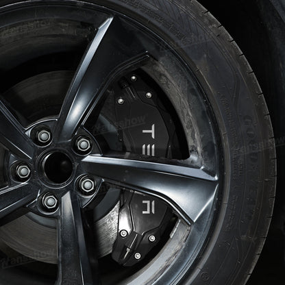 Model Y Juniper Wheel Brake Caliper Cover Set with Tesla Logo - Close-up of finish