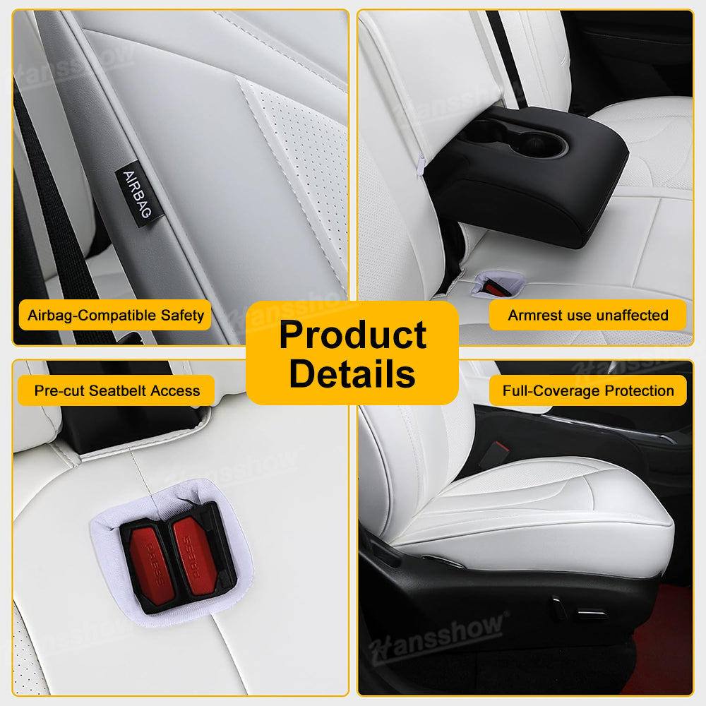 Model Y Juniper Upgrade Seat Covers with Bold 'T' Emblem - Installed on Passenger Seat