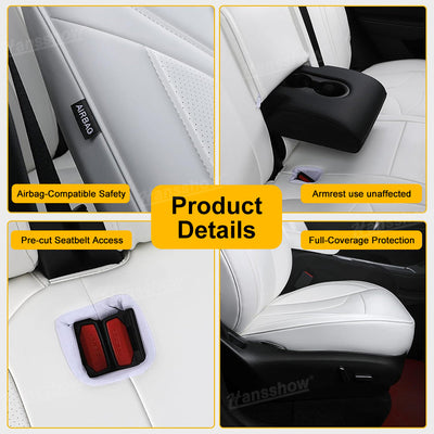 Model Y Juniper Upgrade Seat Covers with Bold 'T' Emblem - Installed on Passenger Seat