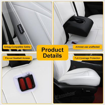 Model Y Juniper Upgrade Seat Covers with Bold 'T' Emblem - Installed on Passenger Seat