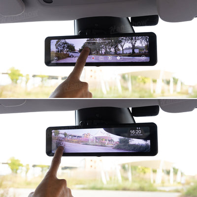 Model Y Juniper Rearview Mirror 10 Inch Dash Cam with controls