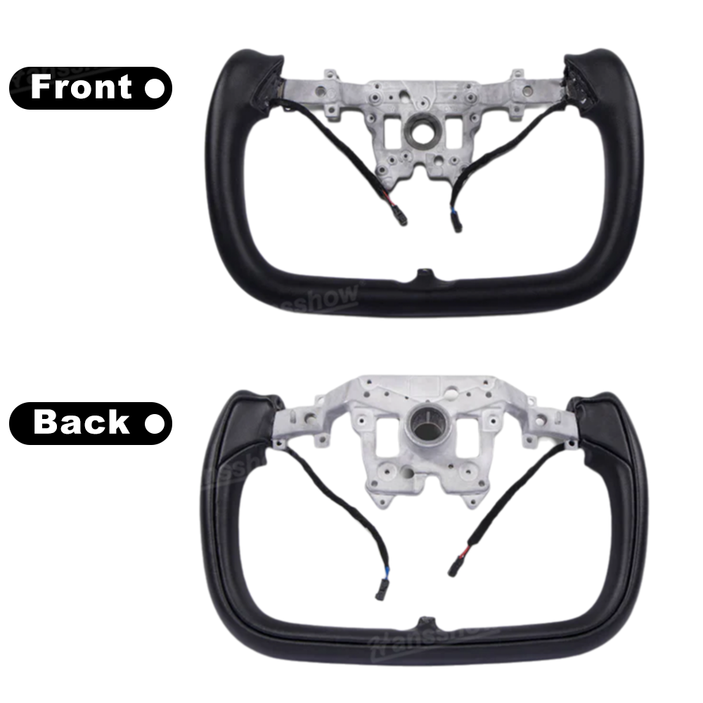 Model Y Juniper Yoke Steering Wheel Alcantara / Nappa Leather Driving Wheel - Nappa leather texture