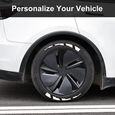 3D Tire Decals for Tesla Rim Stripe Stickers with Raised Design - side angle