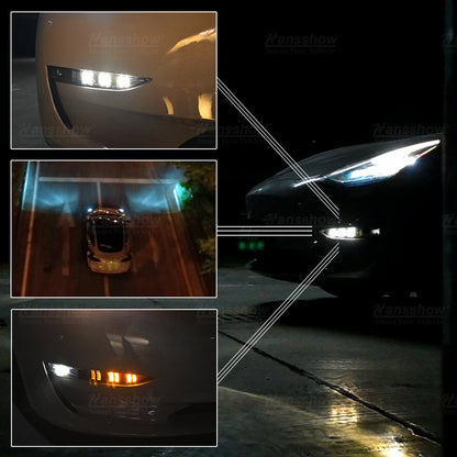 Model Y/3 Front Fog Light LED with Turn Assist - installed view