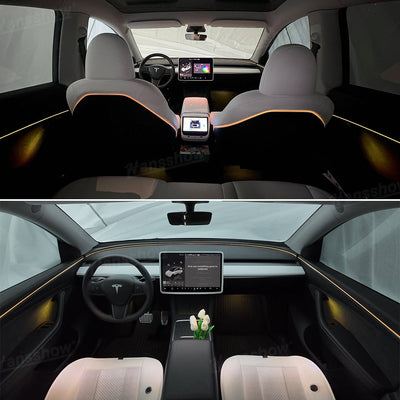 Model Y Ambient Lighting Kit demonstrating music rhythm mode