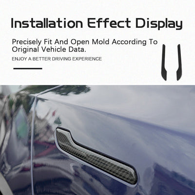 Tesla Real Carbon Fiber Door Handle Cover for Model 3 & Y 2017+ - Matte finish detail