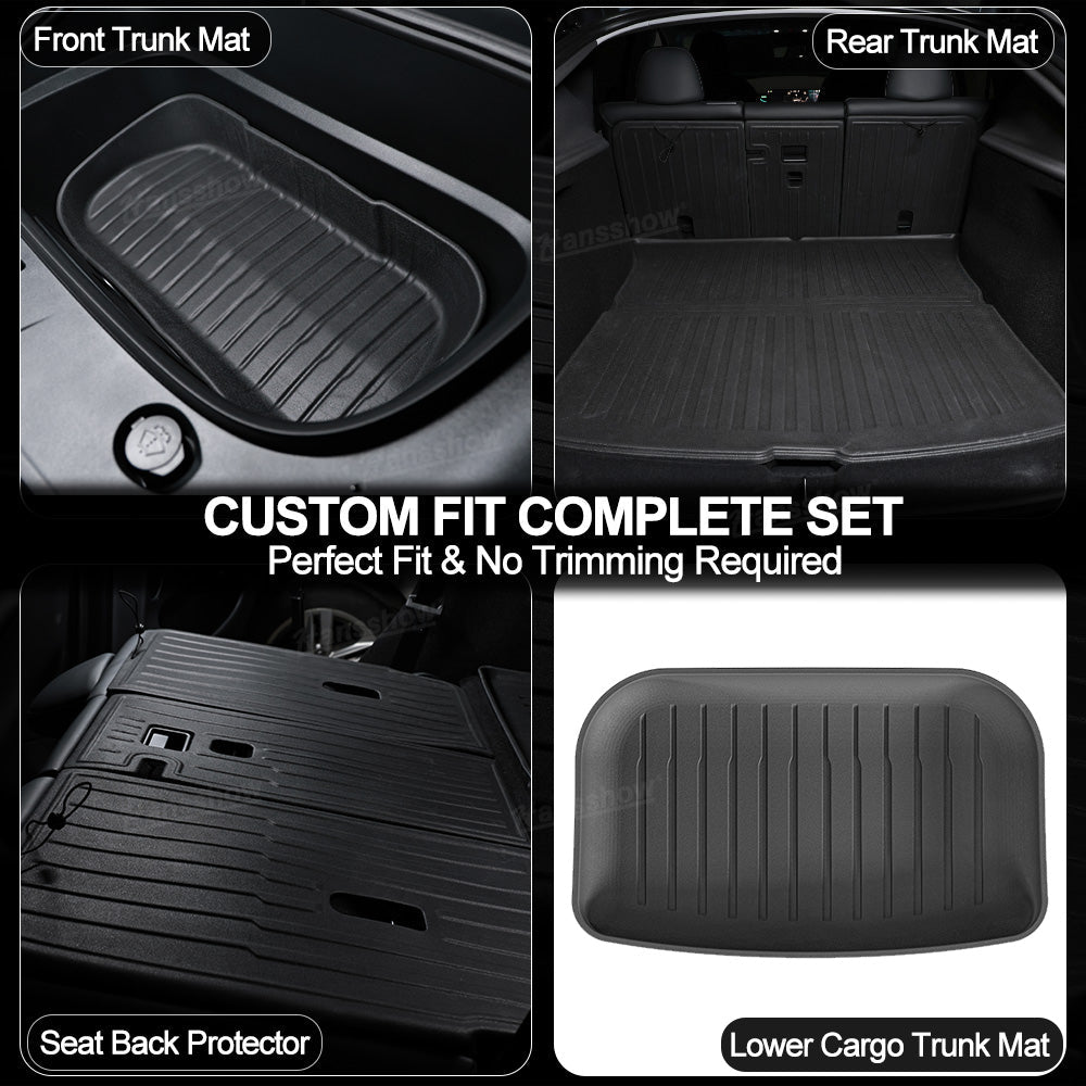 Model Y Juniper Floor Mats TPE Trunk Liners installed in vehicle