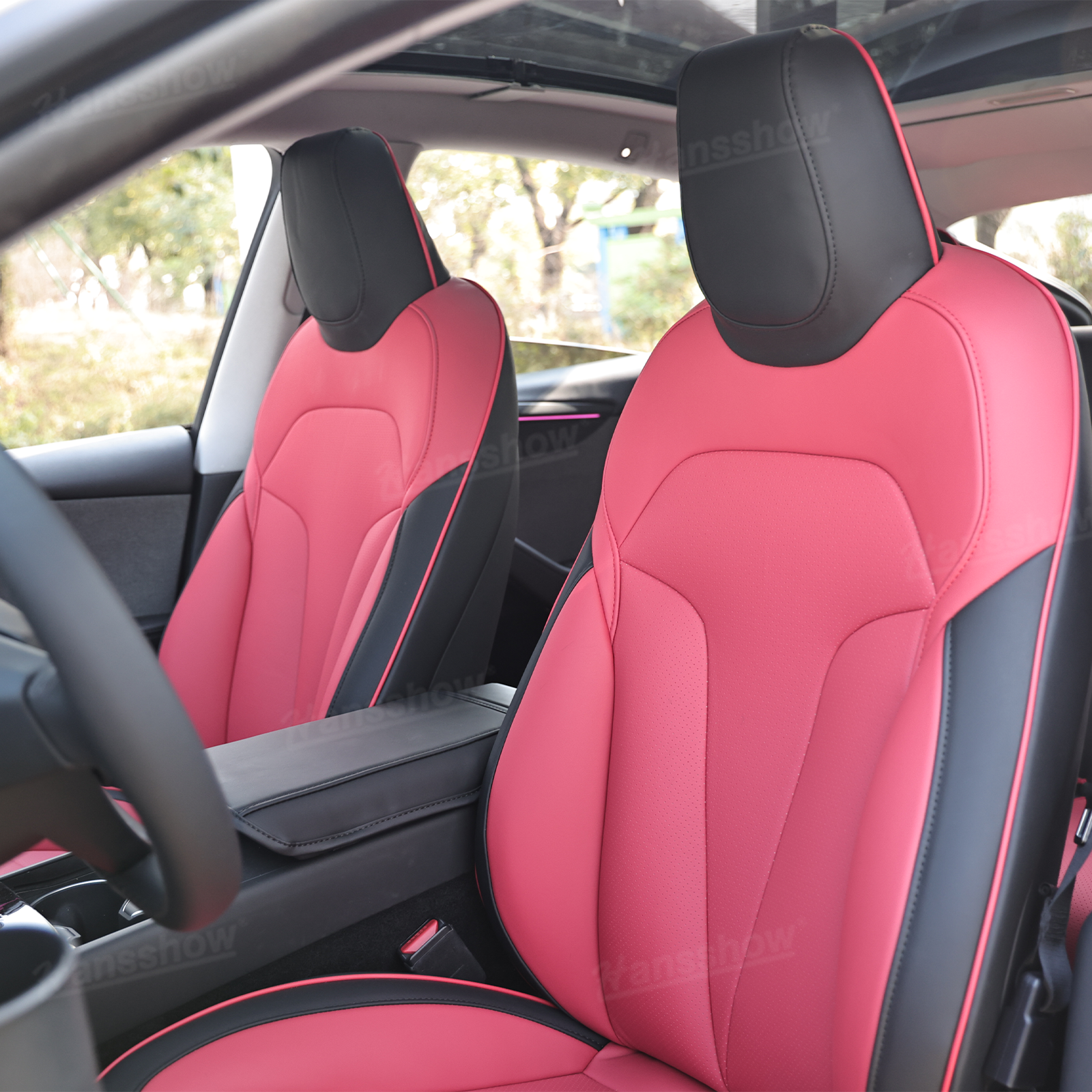 Model Y Juniper Upgrade Seat Covers with Bold 'T' Emblem - Interior Aesthetics