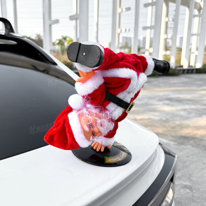 Santa Claus trunk decoration with joyful tunes for Tesla