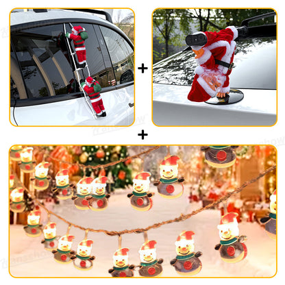 Climbing Santa Claus Decoration for Tesla Model Y in festive mood