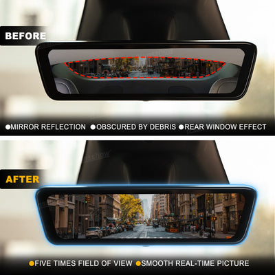 Model Y Juniper Stream Media Rearview Mirror Dash Cam close-up of rear camera