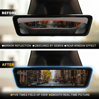 Model Y Juniper Stream Media Rearview Mirror Dash Cam close-up of rear camera
