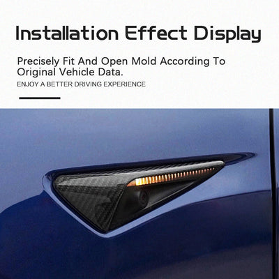 Real Carbon Fiber Side Camera Turn Signal Cover for Tesla Model Y - matte finish