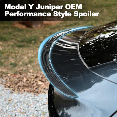 Model Y Juniper Spoiler Real Carbon Fiber Wing Rear Trunk Lip Lid - installed view