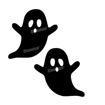 Halloween Ghost Face Mirror Sticker on Tesla Model Y at night