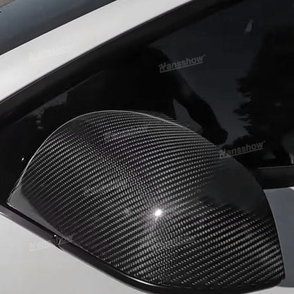 Model 3/Y Real Carbon Fiber Rearview Mirror Cover for Tesla Model Y - comparison with OEM