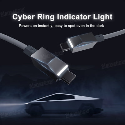 100W Fast Charging Retractable Cable with Cyber-Inspired Design & Magnetic - LED ring illuminated
