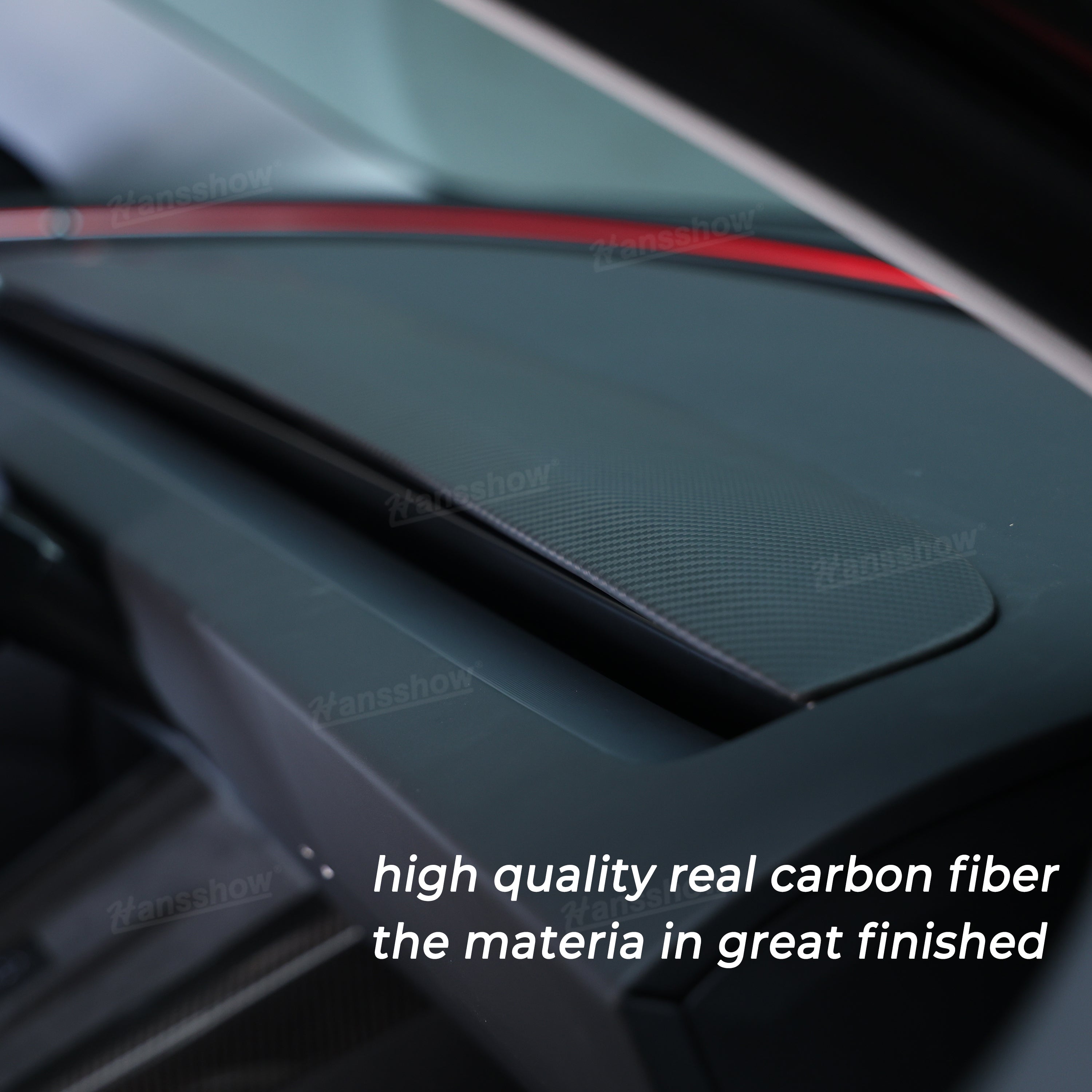 Side Angle of Carbon Fiber Dashboard Trim for Tesla Model Y