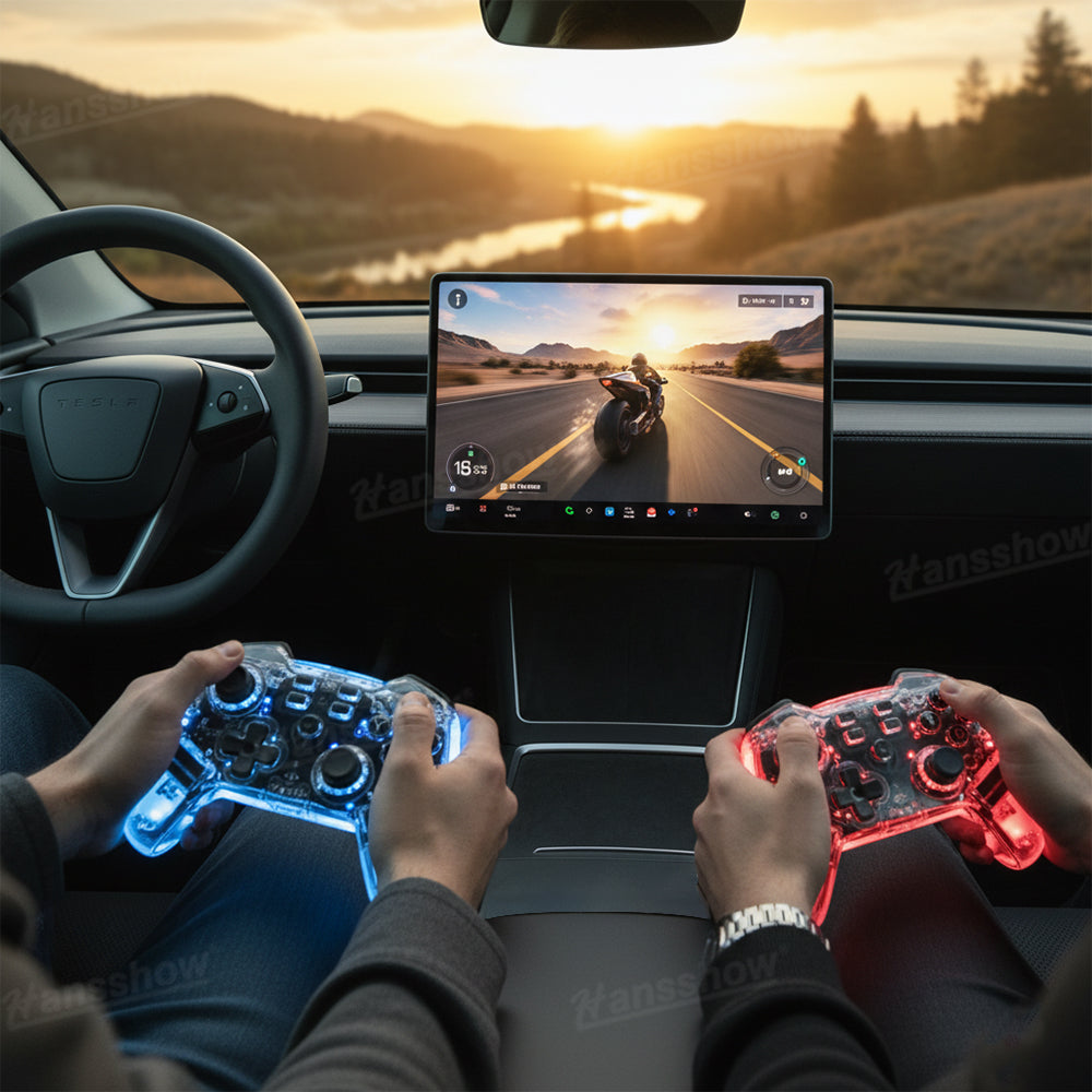 Wireless Game Controller with LED Ambient Lighting for Tesla Model Y - side angle