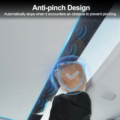 Model Y Juniper Power Sunshade with user adjusting settings