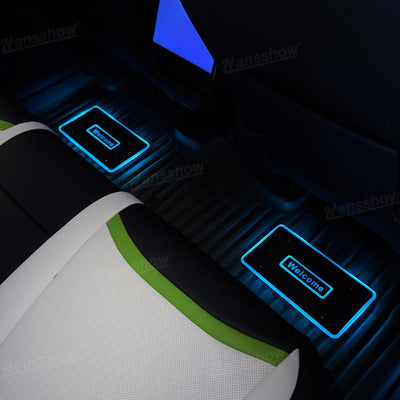 Model Y Juniper LED Floor Mat Lights with Tesla Logo - different lighting modes