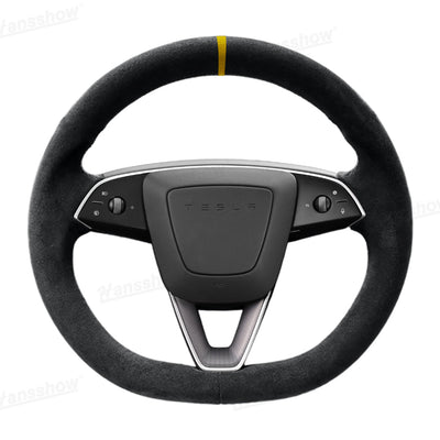 Model Y Juniper/3 Highland Premium Alcantara Steering Wheel Cover - dashboard view