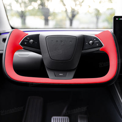 Model Y Juniper/3 Highland Nappa Leather Yoke Steering Wheel 2.0 front view