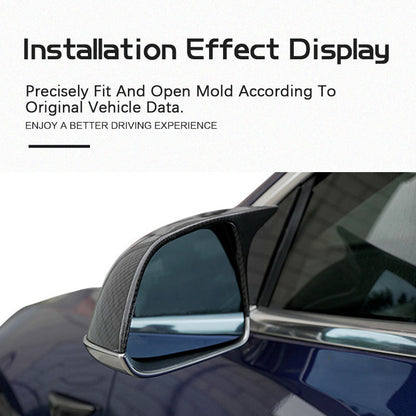 Model Y Real Carbon Fiber Rearview Mirror Cover side angle