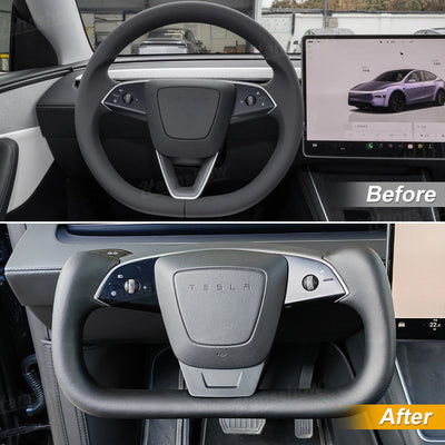 Model Y Juniper Steering Wheel installed in vehicle