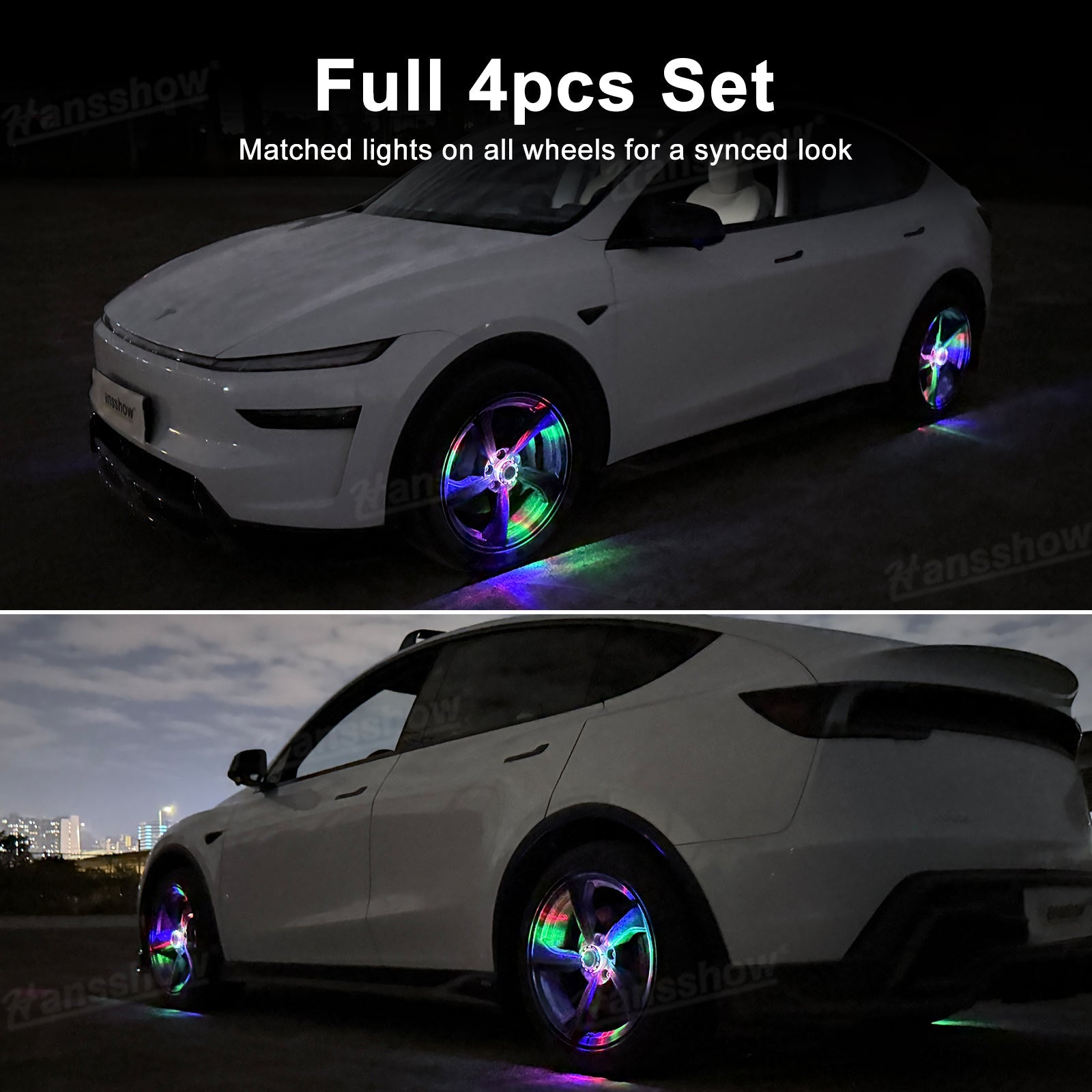Model Y Juniper Wheel Hub Lights in daylight