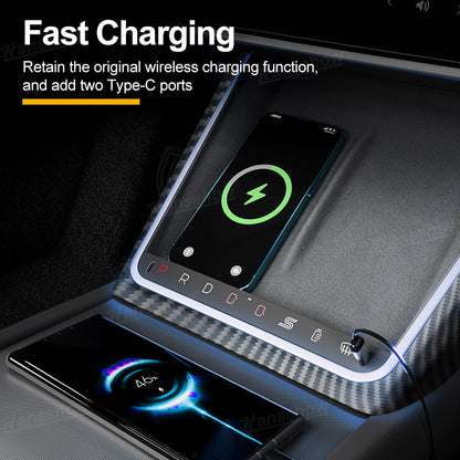 Model Y Juniper Center Console Wireless Charger side angle