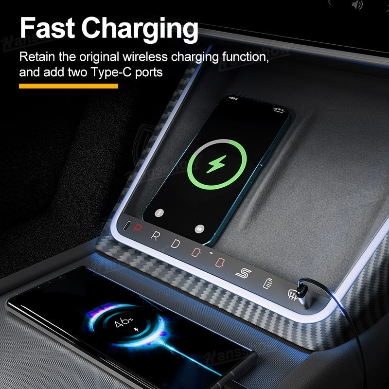 Model Y Juniper Center Console Wireless Charger side angle