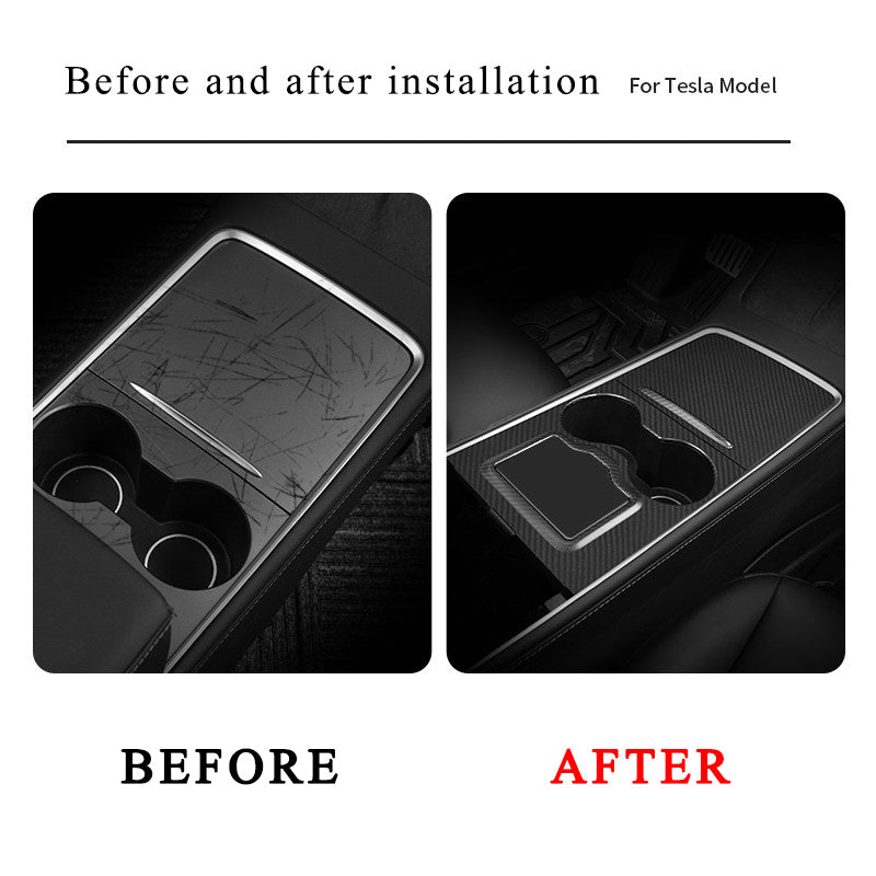 Model 3/Y Real Carbon Fiber Center Console Trim Panel Cover for Tesla Model Y