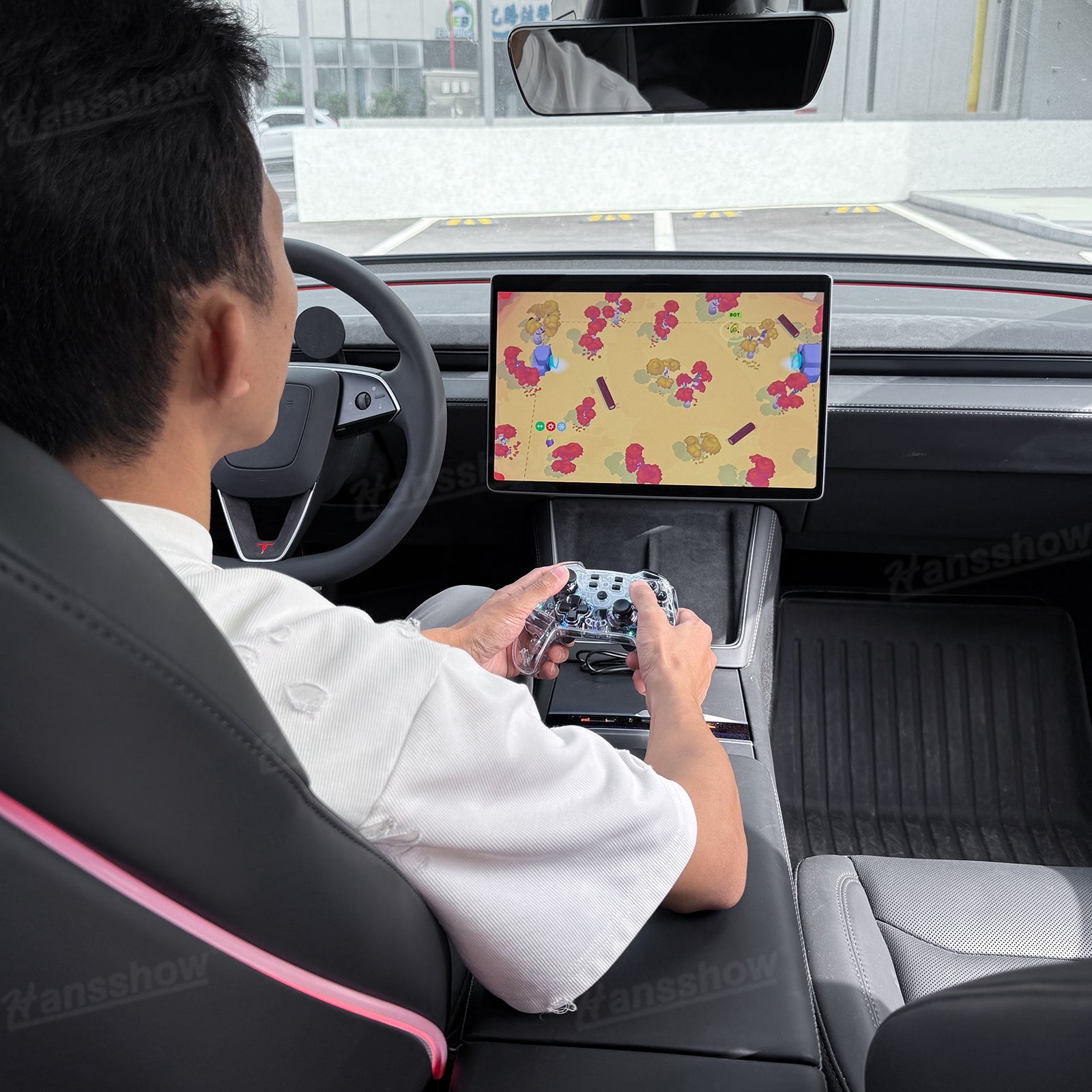 Wireless Game Controller with LED Ambient Lighting for Tesla Model Y - ergonomic design